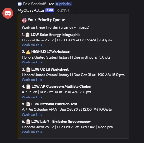 Missing Assignments Alert